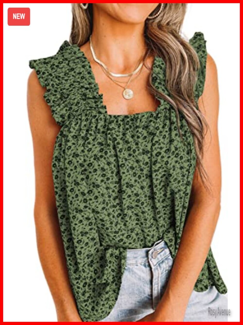 Women's Boho Floral Tank Top Shirred Straps Pleated Sleeveless Summer Blouse